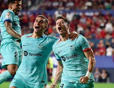 برشلونه يهزم اسوسونا بهدف قوي 